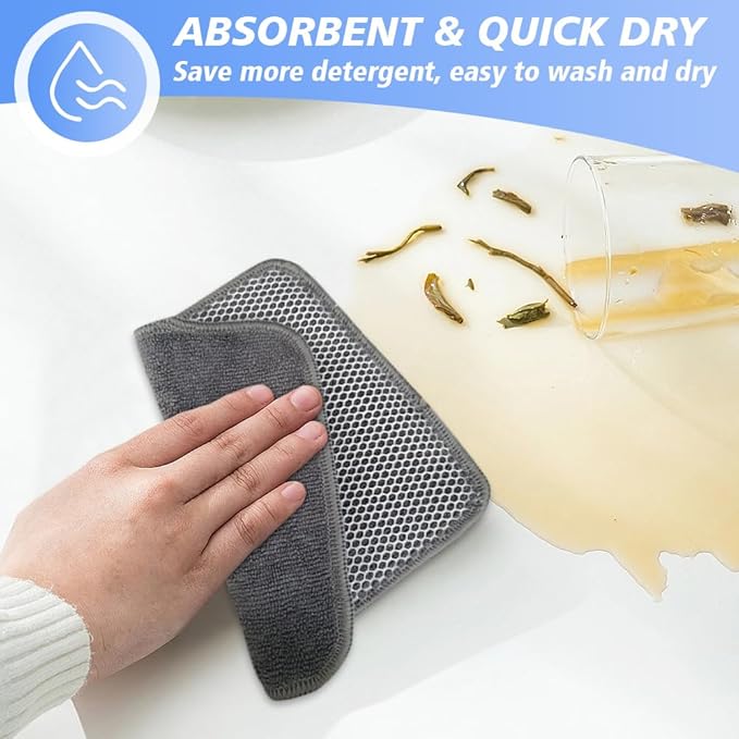 KinHwa Kitchen Washcloths for Dishes Absorbent Microfiber Dish Cloths Quick Dry - Image 5