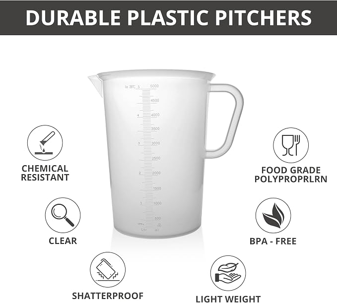 Plastic Graduated Measuring and Mixing Pitcher - 5000ml Plastic Graduated - Image 6