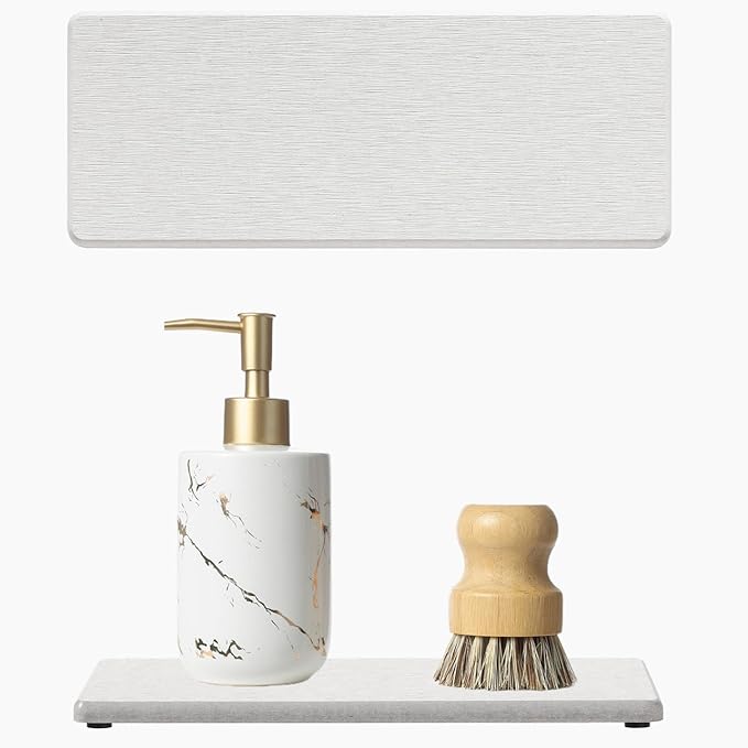 2PCS Bathroom Sink Vanity Trays, Water Absorbing Diatomite Stone Drying Soap by Razborci