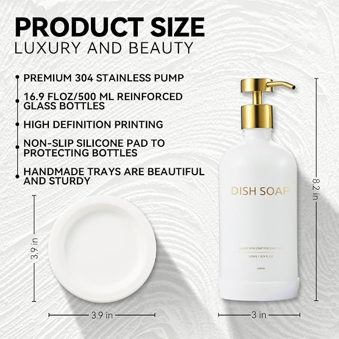 Glass Soap Dispenser Set by Janxin, Bathroom Soap Dispenser Set - Image 2