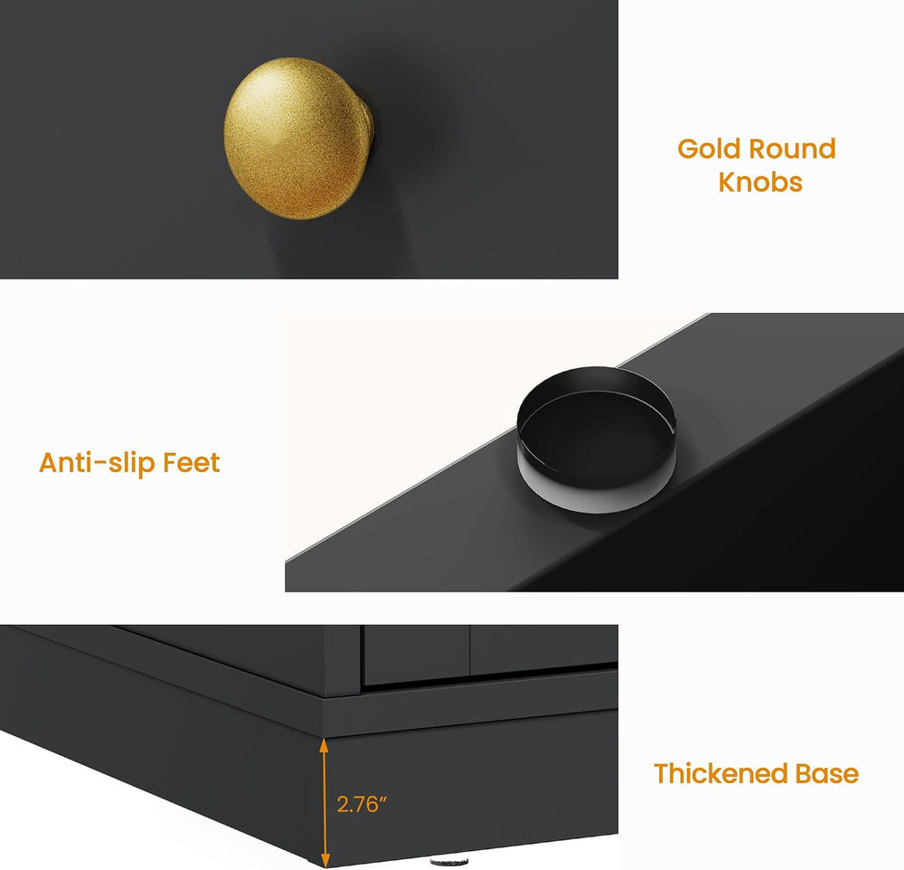 RoyalCraft 7 Drawer Dresser, Black Dresser for Bedroom, Wood Chest of Drawers...