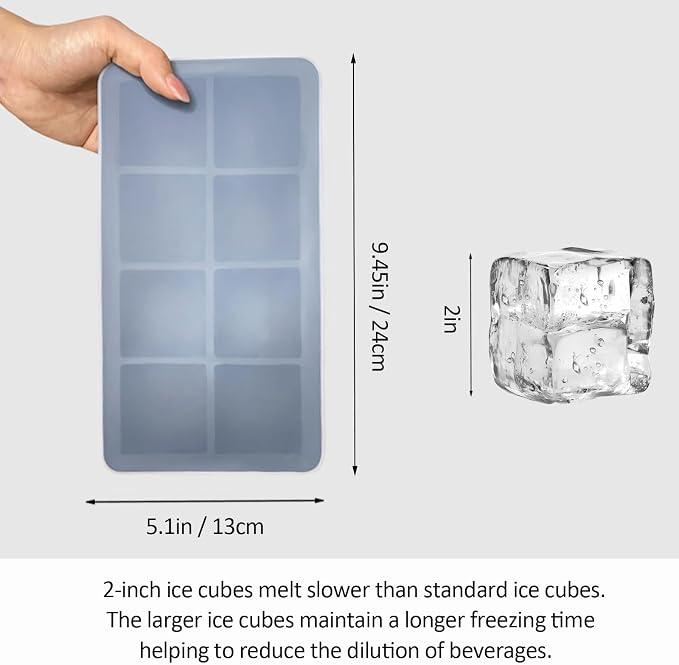2 Pack Silicone 2 Inch Large Ice Cube Molds - Image 2