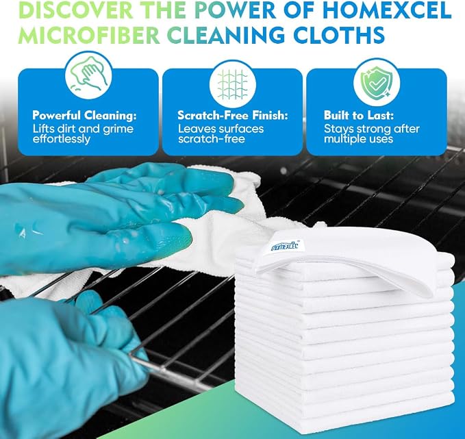 HOMEXCEL Microfiber Cleaning Cloth 6 Pack 12.5 x 12.5 inch Microfiber Towels - Image 2