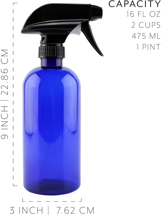 Cornucopia Brands 16oz Cobalt Blue PLASTIC Spray Bottles w/Heavy Duty Mist & - Image 6