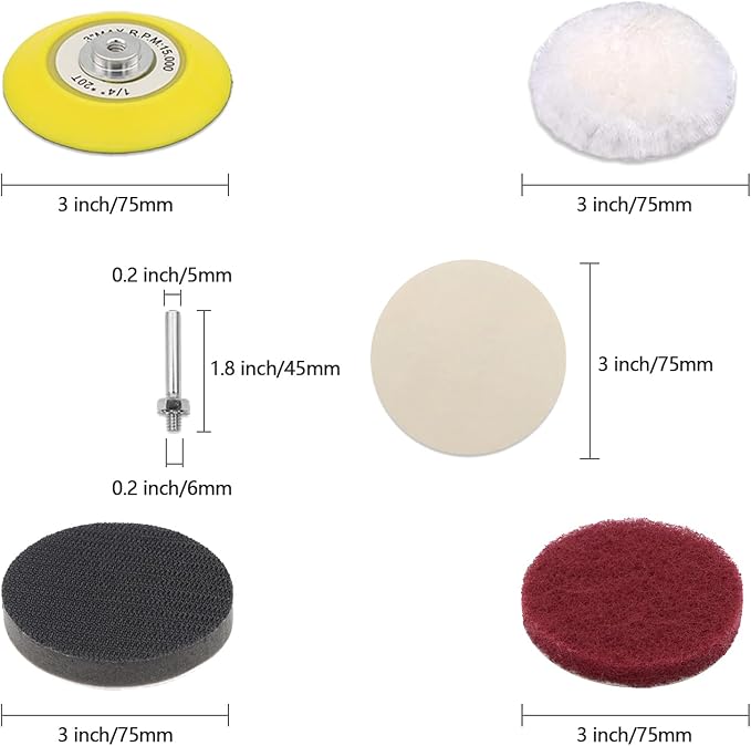 3 Inch Car Headlight Restoration Kit, Car Polishing Sanding Discs Assortment - Image 3