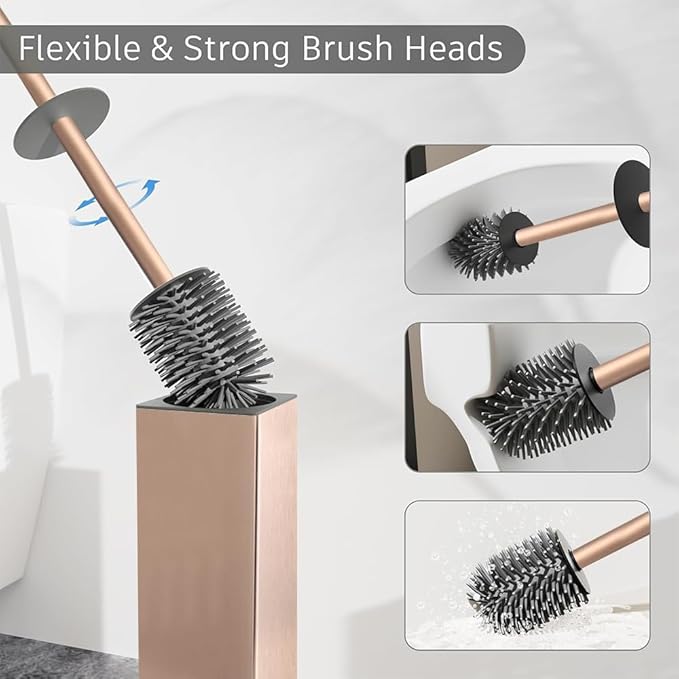 BGL Standing Toilet Brush and Holder Rose Gold Aluminium Toilet Bowl Cleaner - Image 5