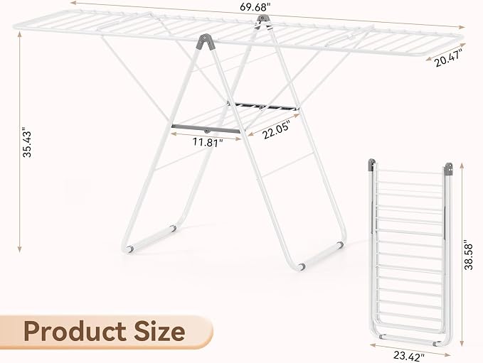APEXCHASER Clothes Drying Rack, Foldable Drying Rack Clothing, Sturdy Metal - Image 2