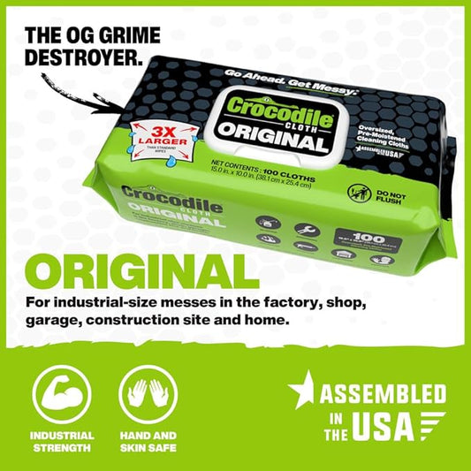 Crocodile Cloth Original Cleaning Wipes – 100 Hand & Tool Industrial Cleaning - Image 2