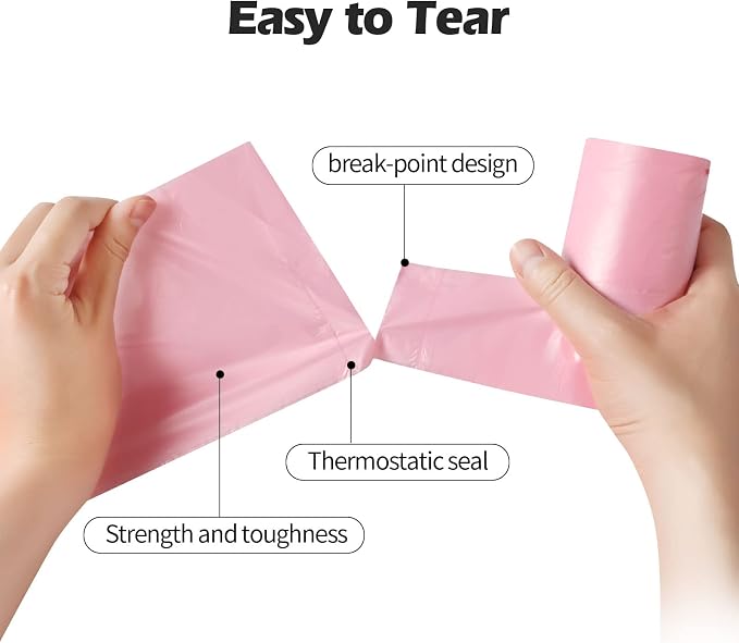 2-4 Gallon Portable Trash Bags, Bedroom Trash Can, Strong Trash Bags（Pink） - Image 4