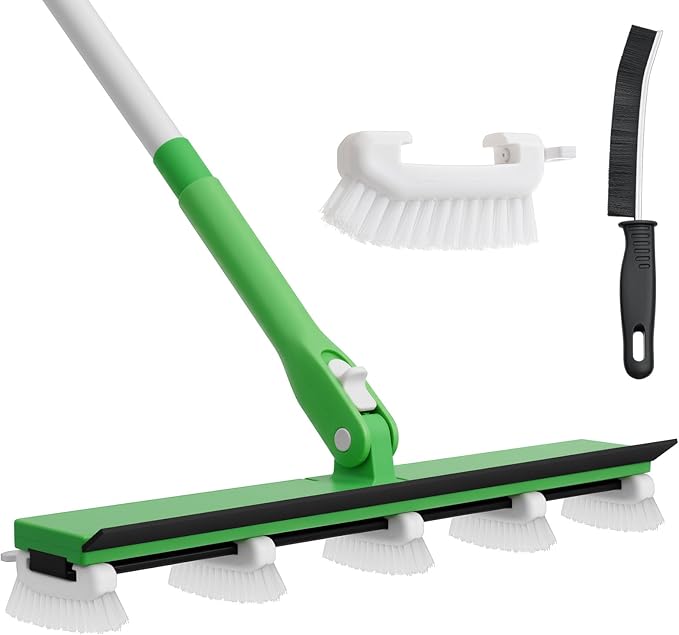 Grout Cleaner Brush with 66'' Long Handle Stiff Bristle Multi-Line Cleaner by ZAVRSKI