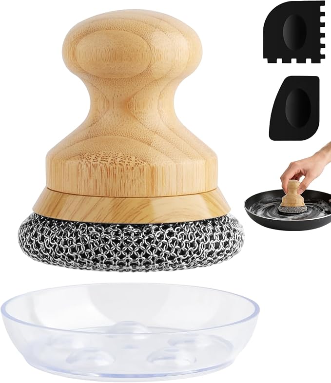 Cast Iron Scrubber and Scraper, Chain Mail Cleaner by BEEPTRUM