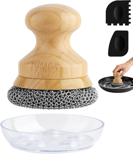Cast Iron Scrubber and Scraper, Chain Mail Cleaner by BEEPTRUM