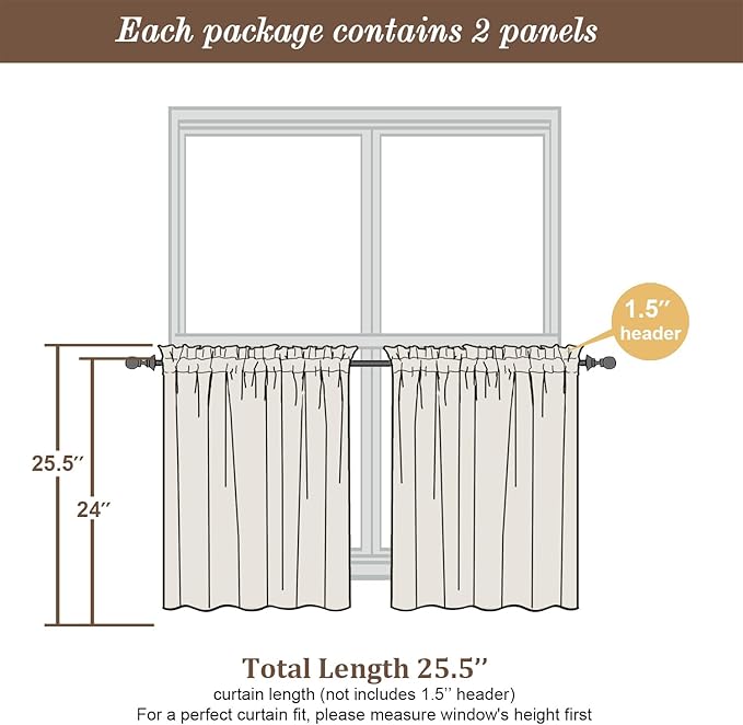 Chyhomenyc Sheer Curtains 24 Inch Length, Small Window Curtains - Image 4