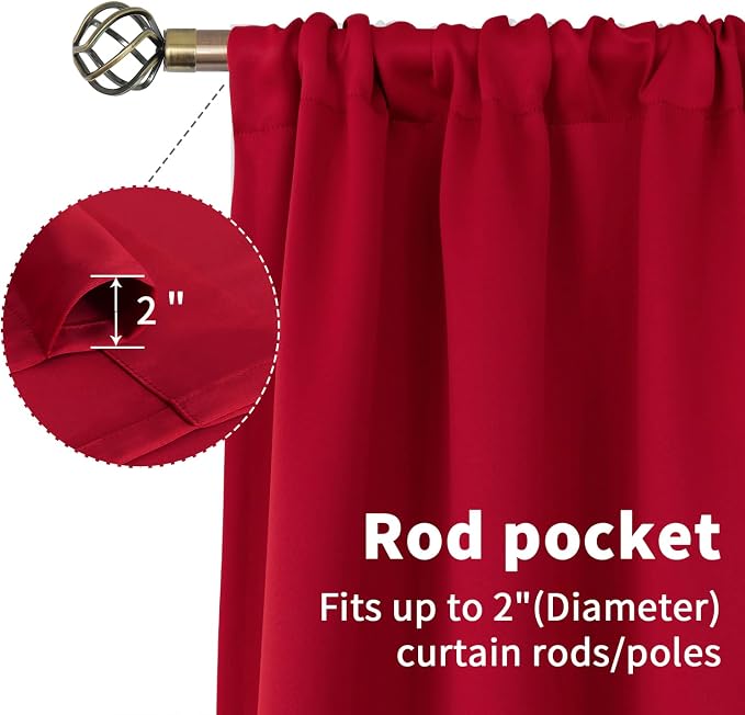 BGment Red Short Blackout Curtains 36 Inches Length - Image 5