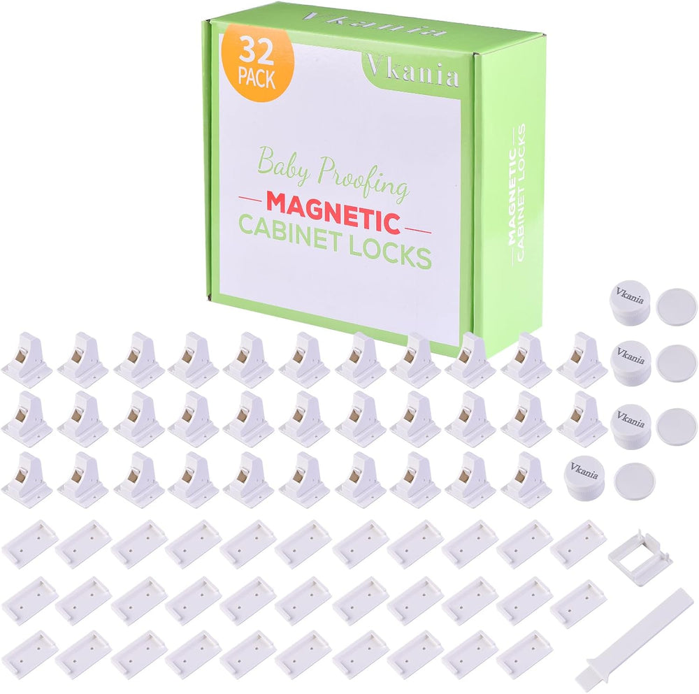 32 Pack Vkania Magnetic Cabinet Locks Baby Proofing