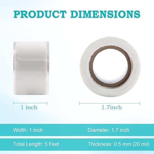 Self Fusing Silicone Tape 2 Rolls 1 in x 5' White Waterproof Rubber Leak Proof - Image 2