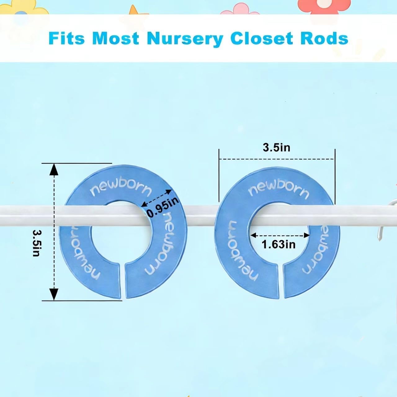 8pcs Baby Closet Dividers, Durable Baby Clothes Organizer for 0-24 Months | Round Baby Size Closet Dividers Easy-Sort Nursery Closet Dividers with Clear Labels - Fits Most Rods