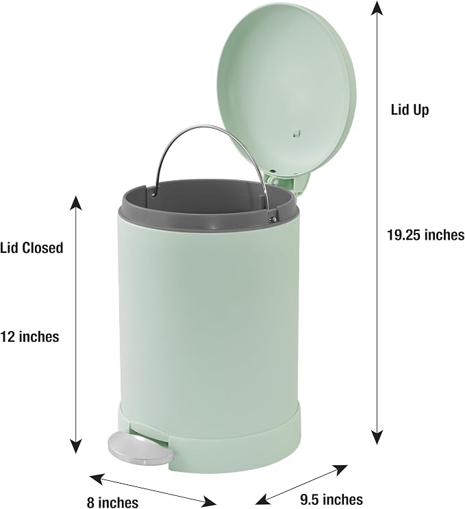 Glad Small Trash Can, 1.2 Gallon | Round Stainless Steel Garbage Bin - Image 2