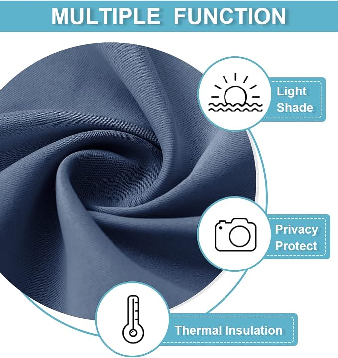 RYB HOME 45 inch Curtains for Kitchen Room Darkening Privacy Mini Curtain for - Image 7
