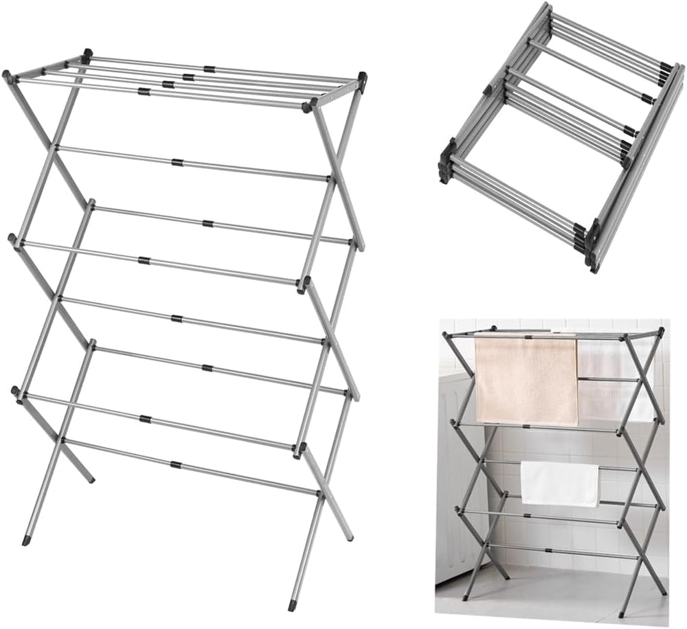 Vivo Technologies 3 Tier Extendable Clothes Airer, Foldable Compact Clothes D...