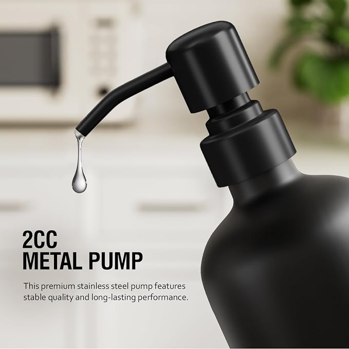MOMEEMO Black Soap Dispenser Bathroom, Contains Lotion and Hand Soap Dispenser - Image 4