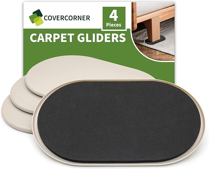 Furniture Sliders for Carpet 4 PCS by COVERCORNER