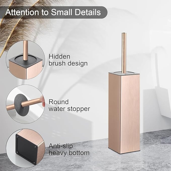 BGL Standing Toilet Brush and Holder Rose Gold Aluminium Toilet Bowl Cleaner - Image 6