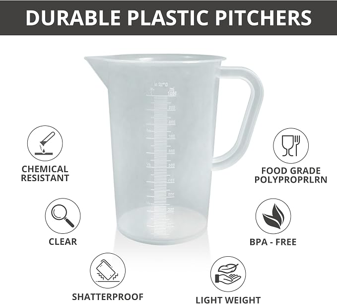 Plastic Graduated Measuring and Mixing Pitcher - 1000ml Plastic Graduated - Image 5