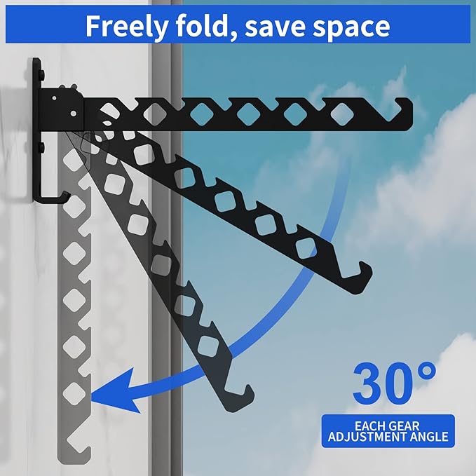 Wall Mounted Clothes Drying Rack, Wall Clothes Hanger Foldable, Laundry Hanger - Image 3