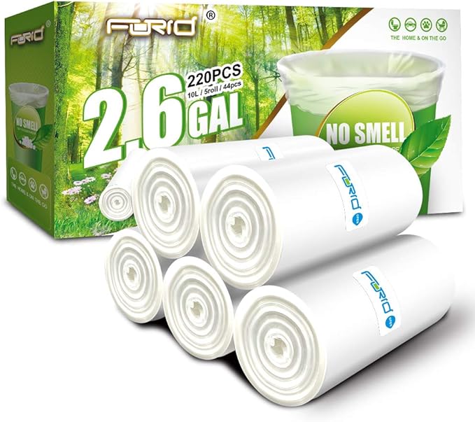 Small Clear Trash Bags – FORID 2.6 Gallon Garbage Bags Wastebasket Bin Liners by FORID