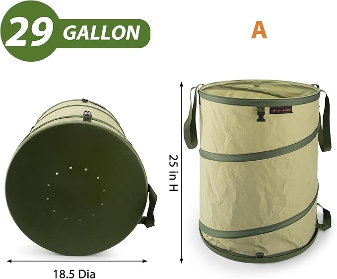 YUDI & GARDEN 29 Gallon Hard Bottom Collapsible Trash Can｜Collapsible Garden - Image 5