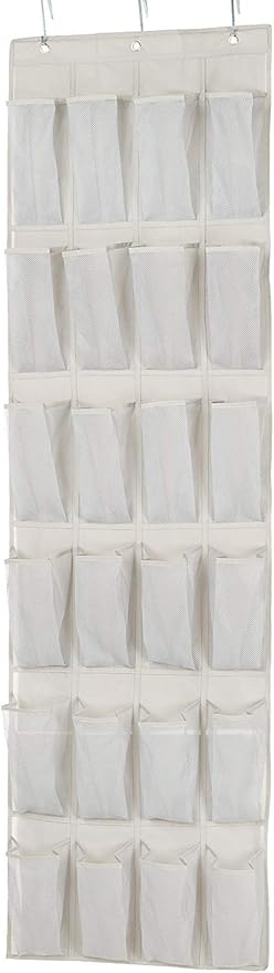 Amazon Basics 24 Medium Pocket Over-the-Door Hanging Shoe Organizer, Light Grey by AmazonBasics