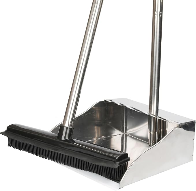 Rubber Broom and Dustpan Set, Pet Hair Removal Rubber Broom by CHANHOO
