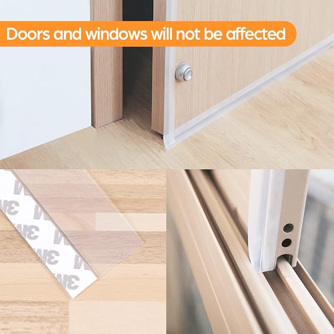28.9 Ft Door Weather Stripping Door Seal Strip Tape, Silicone Door Draft Stopper - Image 5