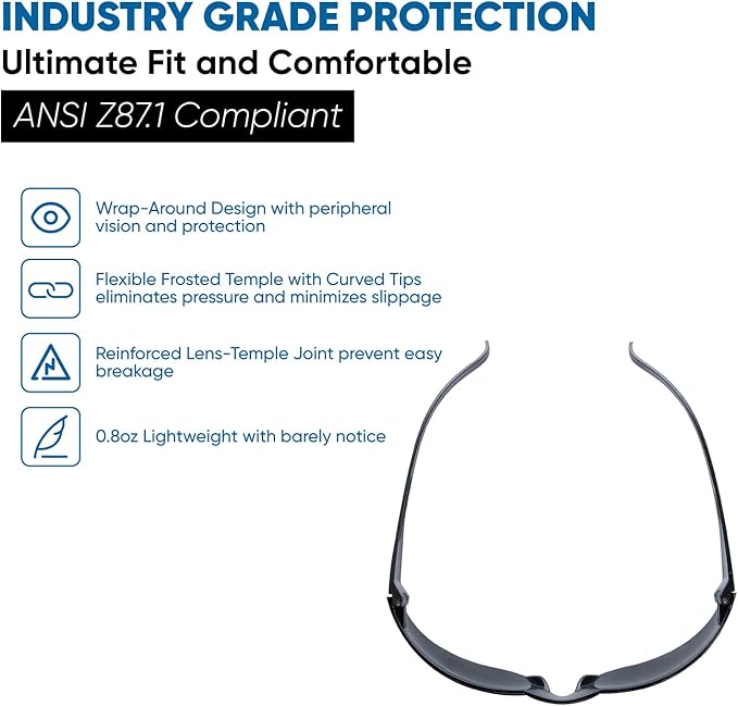 amoolo Tinted Safety Glasses Bulk of 24, Protective Safety Sunglasses, Dark - Image 5