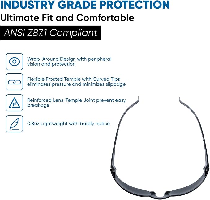 amoolo Tinted Safety Glasses Bulk of 48, Protective Safety Sunglasses, Dark - Image 5