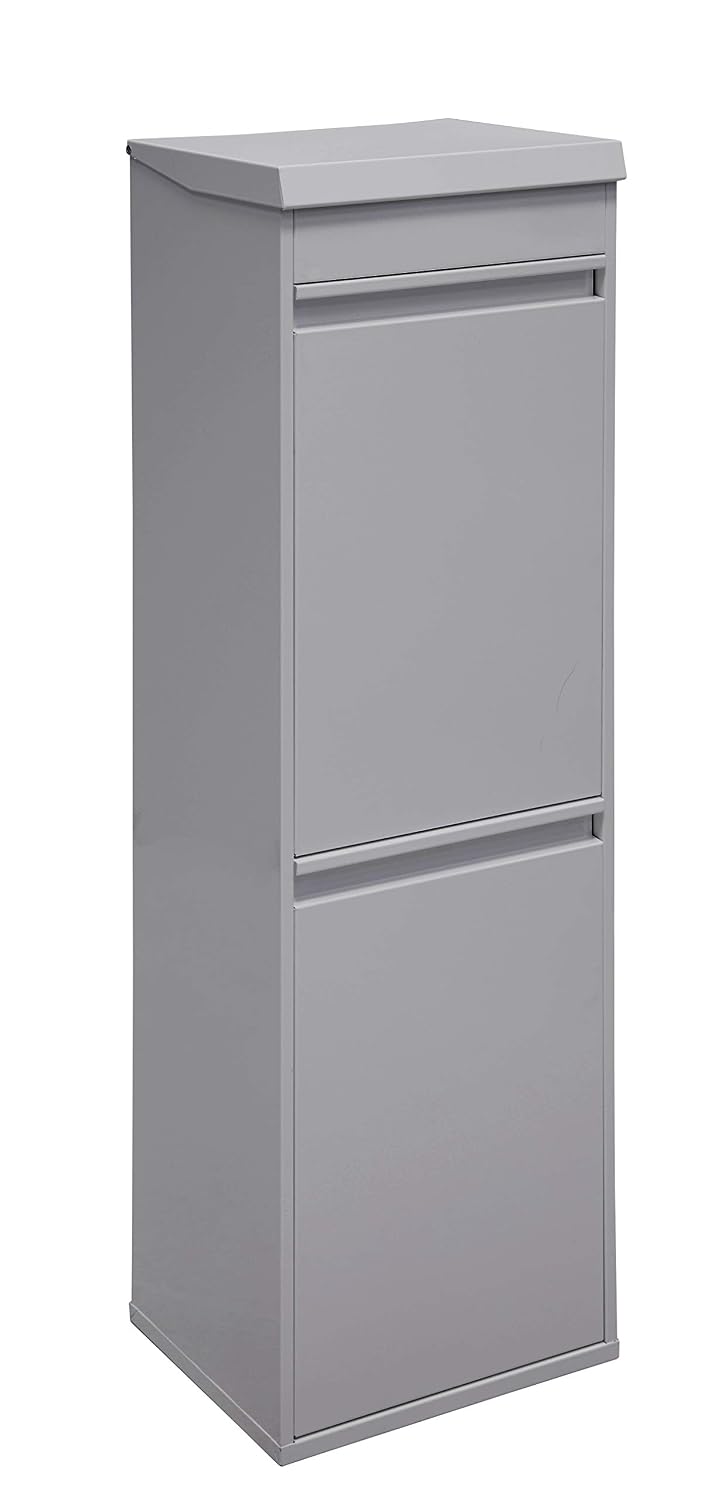 ARREGUI Top CR222-B Steel Recycling Bin with Lid and Top Tray, Multi-Use, Light Grey, 97.5 x 30.6 x 24.5 cm