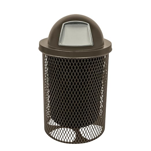 COATEDOUTDOORFURNITURE RDT-TXTBRW Heavy Duty 32 Gallon Round Trash Receptacle by CoatedOutdoorFurniture