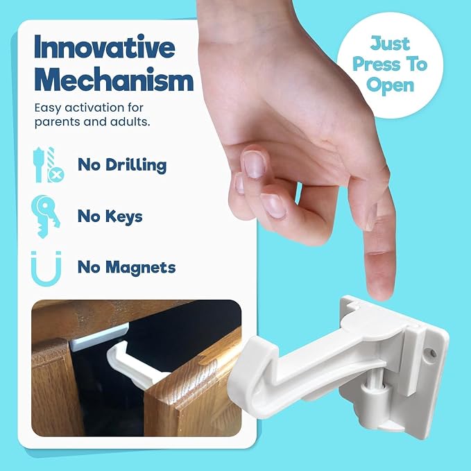 Upgraded Invisible Baby Proofing Cabinet Latch Locks - Image 5