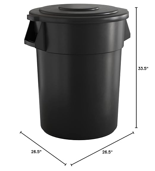 55 Gallon Black Round Commercial Trash Can - Image 5