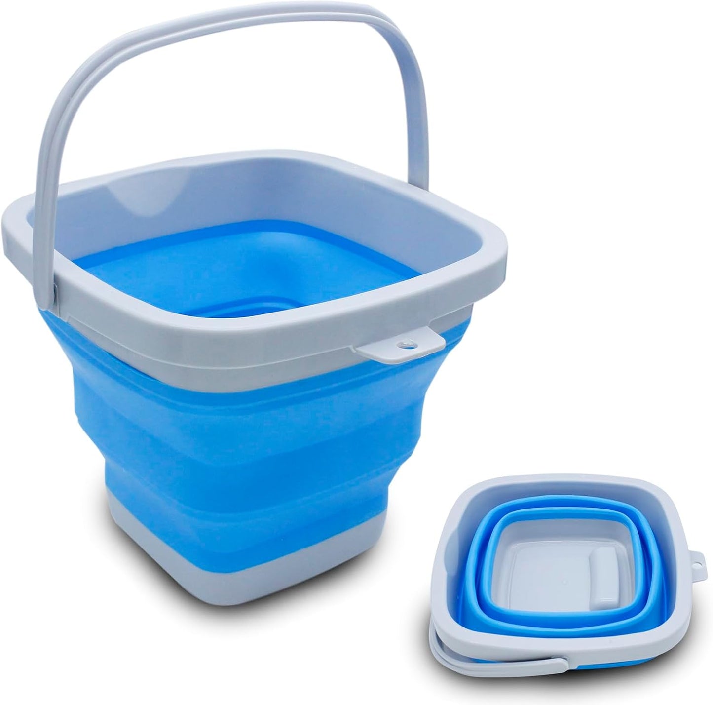 CHILDLION Collapsible Bucket 5L, Foldable Mop Bucket Car Wash Buckets with Handle for Cleaning Supplies, Portable Sink Wash Basin Storage Bin Ice Tub for Fishing Beach Outdoor Camping Kitchen (Blue)