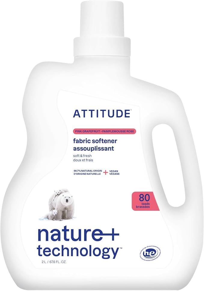 ATTITUDE Liquid Fabric Softener, Plant-Based & Vegan, HE Compatible, Naturally by ATTITUDE