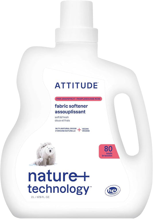 ATTITUDE Liquid Fabric Softener, Plant-Based & Vegan, HE Compatible, Naturally by ATTITUDE