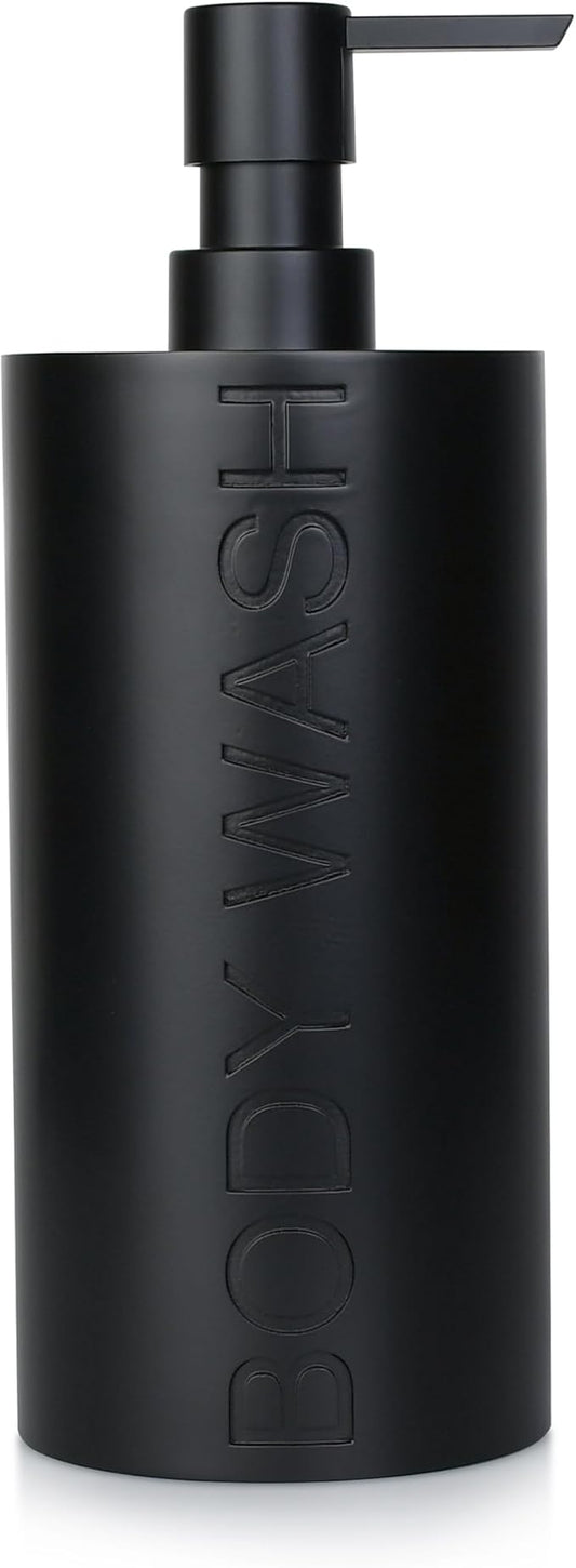 Matte Black Body Wash Dispenser Luxurious Refillable Pump Bottle by IndecorHome