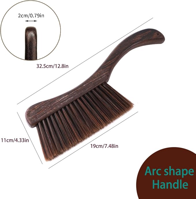 Hand Broom Brush, Dust Brush for Cleaning, Wood Block Hand Brush, Soft Bristle - Image 2