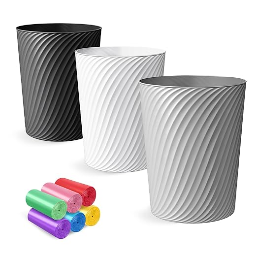 Small Trash Can 3 Pack 1.8 Gallons, Bathroom Trash Can & Garbage Can by Unknown
