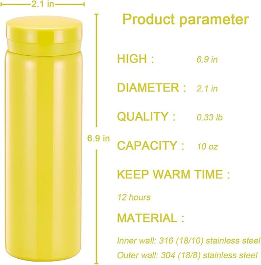 10oz Mini Water Bottle Stainless Steel Thermos Small Flask - Image 2