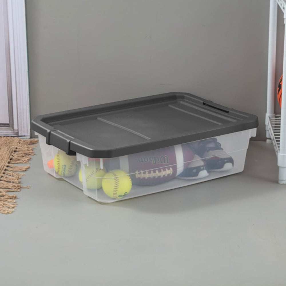 Sterilite 6-Pack Modular Stacker Box, Durable Clear Plastic Storage Bins with...