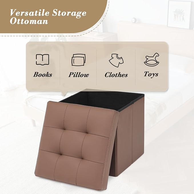 Athena Collection 15" Storage Ottoman Bench Folding Bench - Image 5
