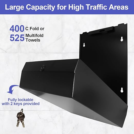 Paper Towel Dispenser Wall Mount, Matte Black Stainless Steel Commercial Paper - Image 2